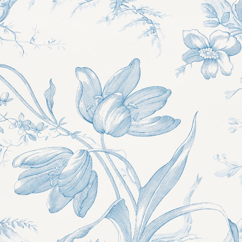 Schumacher Toile De Fleurs Delft Wallpaper 5009121