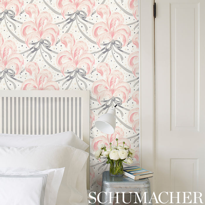 Schumacher Plumes Et Rubans Blush Wallpaper 5009181