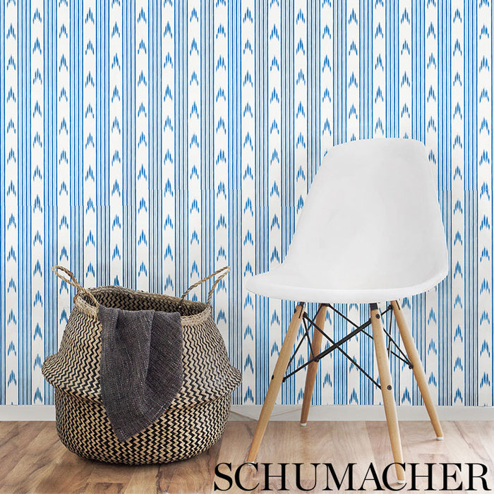 Schumacher Santa Barbara Ikat Indigo Wallpaper 5009220