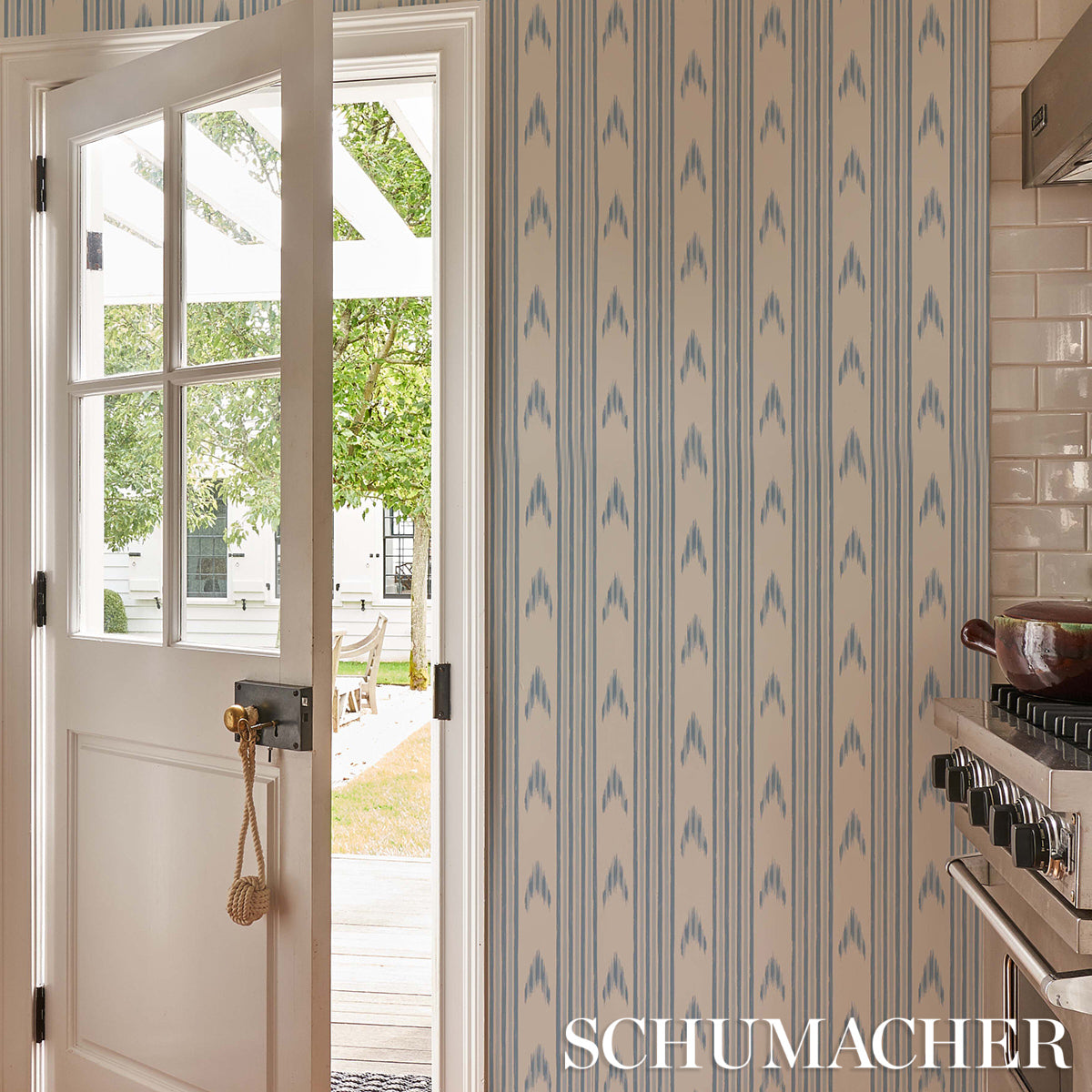 Schumacher Santa Barbara Ikat China Blue Wallpaper 5009223