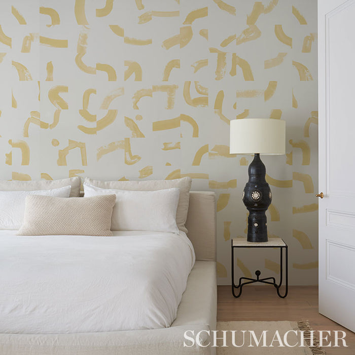 Schumacher Sepiessa Panel Set Yellow Wallpaper 5009493