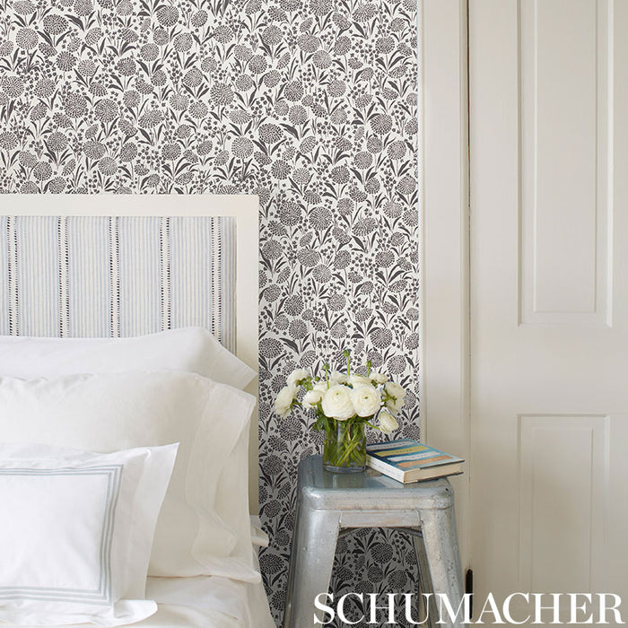 Schumacher Chrysanthemum Chambray Wallpaper 5009550