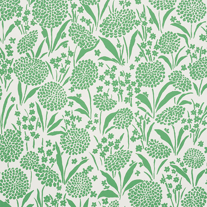 Schumacher Chrysanthemum Green Wallpaper 5009551