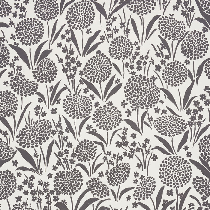 Schumacher Chrysanthemum Carbon Wallpaper 5009553