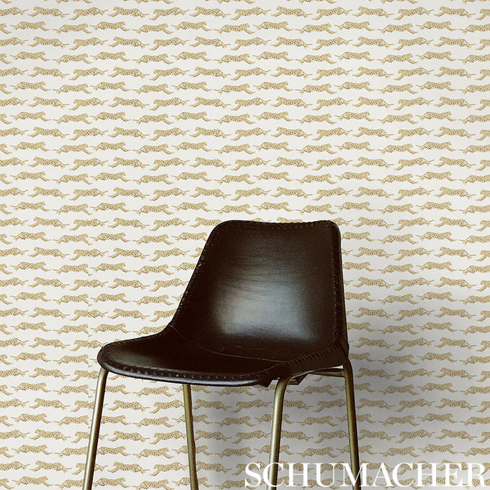 Schumacher Leaping Leopards Sand Wallpaper 5009591