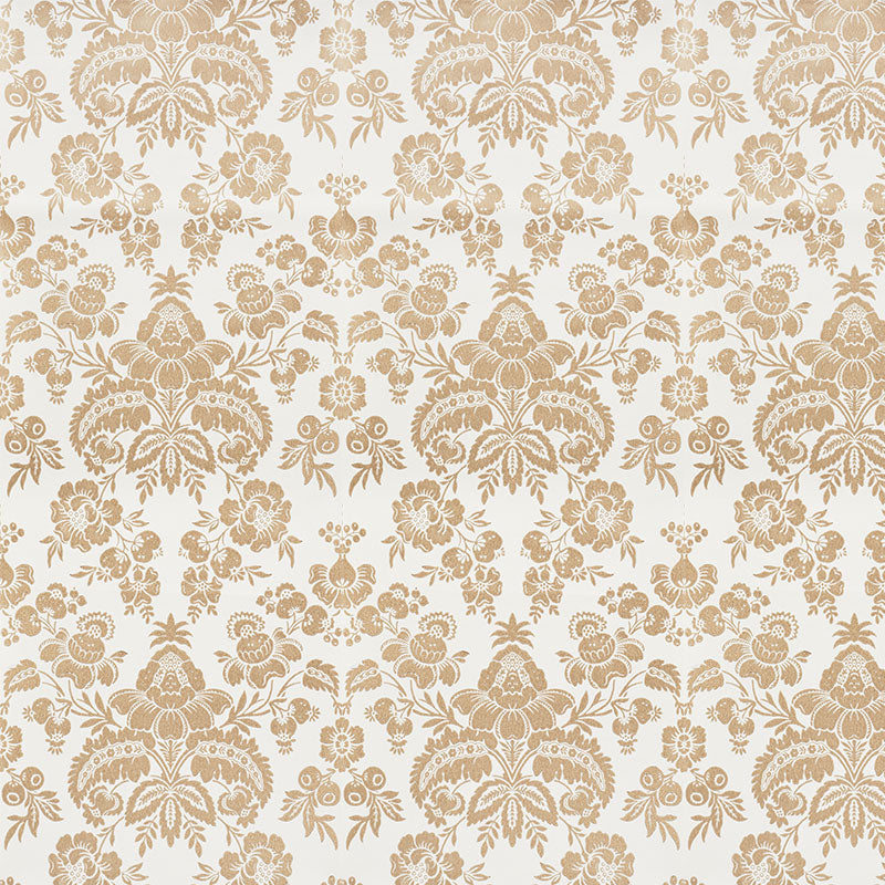 Schumacher Simone Damask Gold Wallpaper 5009610