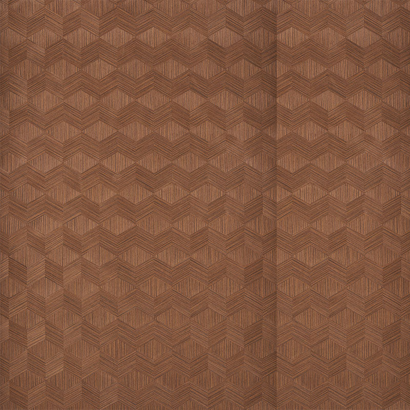 Schumacher Chevron Inlay Walnut Wallpaper 5009631