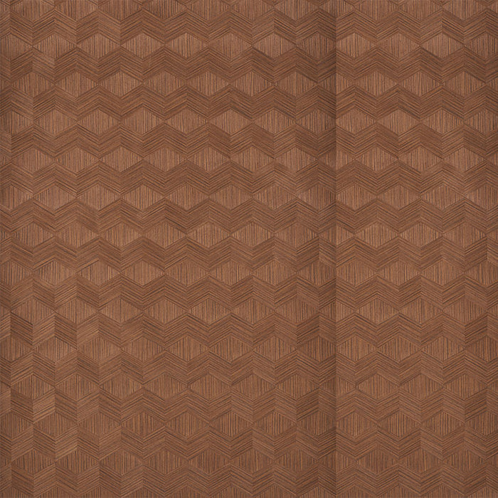 Schumacher Chevron Inlay Walnut Wallpaper 5009631