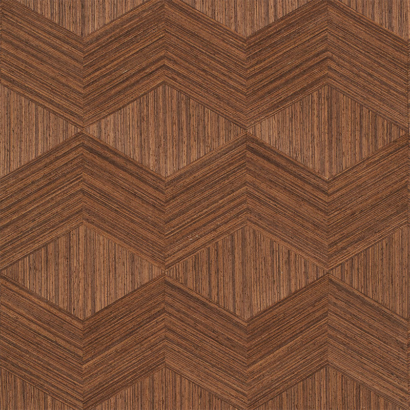 Schumacher Chevron Inlay Walnut Wallpaper 5009631