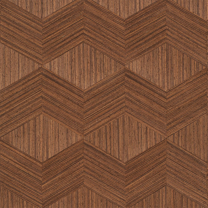 Schumacher Chevron Inlay Walnut Wallpaper 5009631