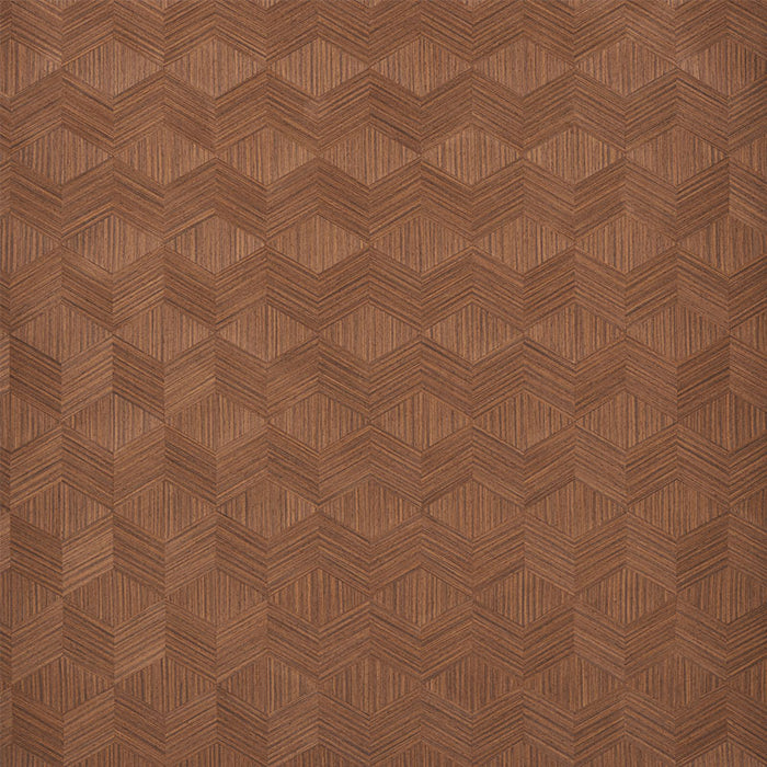 Schumacher Chevron Inlay Walnut Wallpaper 5009631