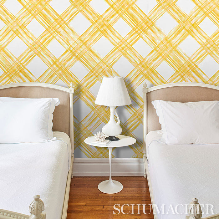 Schumacher Traverse Yellow Wallpaper 5009712