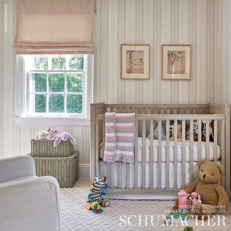 Schumacher Nauset Stripe Blush Wallpaper 5009742