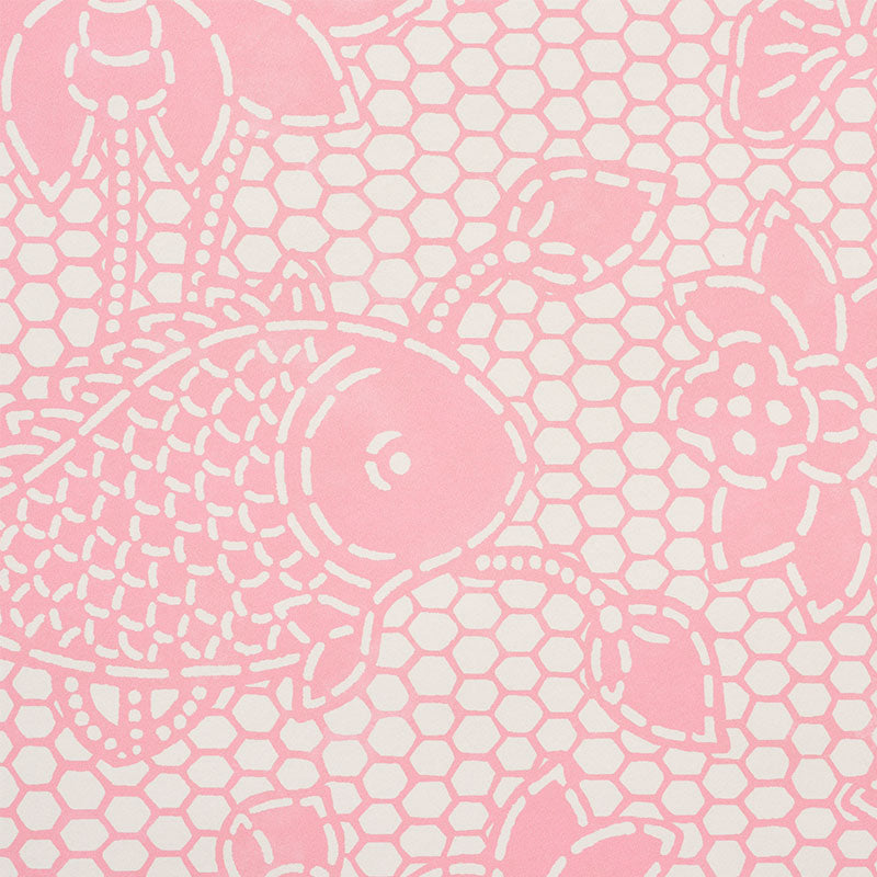 Schumacher Lotus Batik Pink Wallpaper 5009752