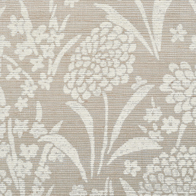 Schumacher Chrysanthemum Hemp Shimmer Moonstone Wallpaper 5009790