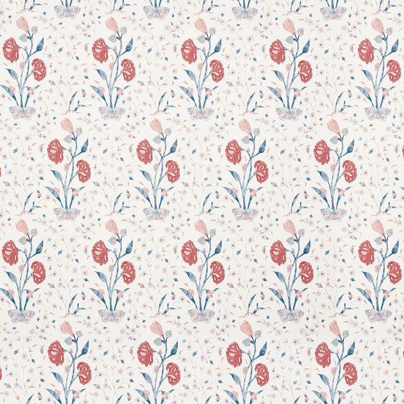 Schumacher Khilana Floral Delft & Rose Wallpaper 5009950