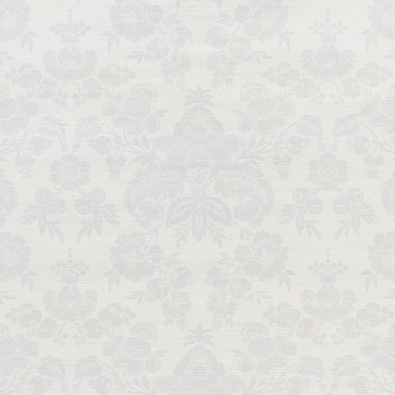 Schumacher Simone Damask Grasscloth Silver Wallpaper 5010120