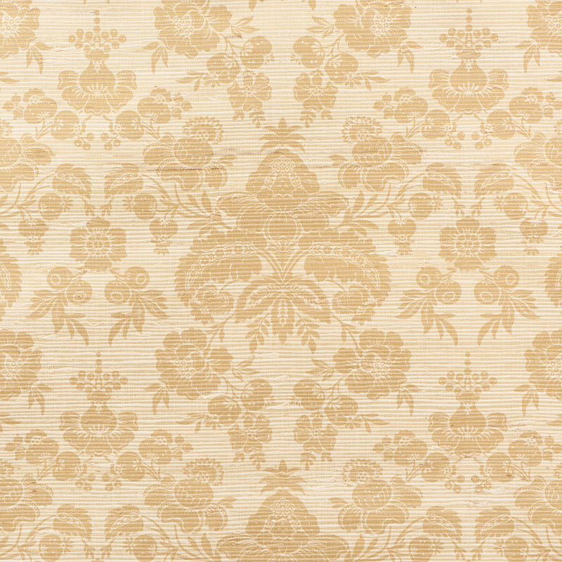 Schumacher Simone Damask Grasscloth Gold Wallpaper 5010121