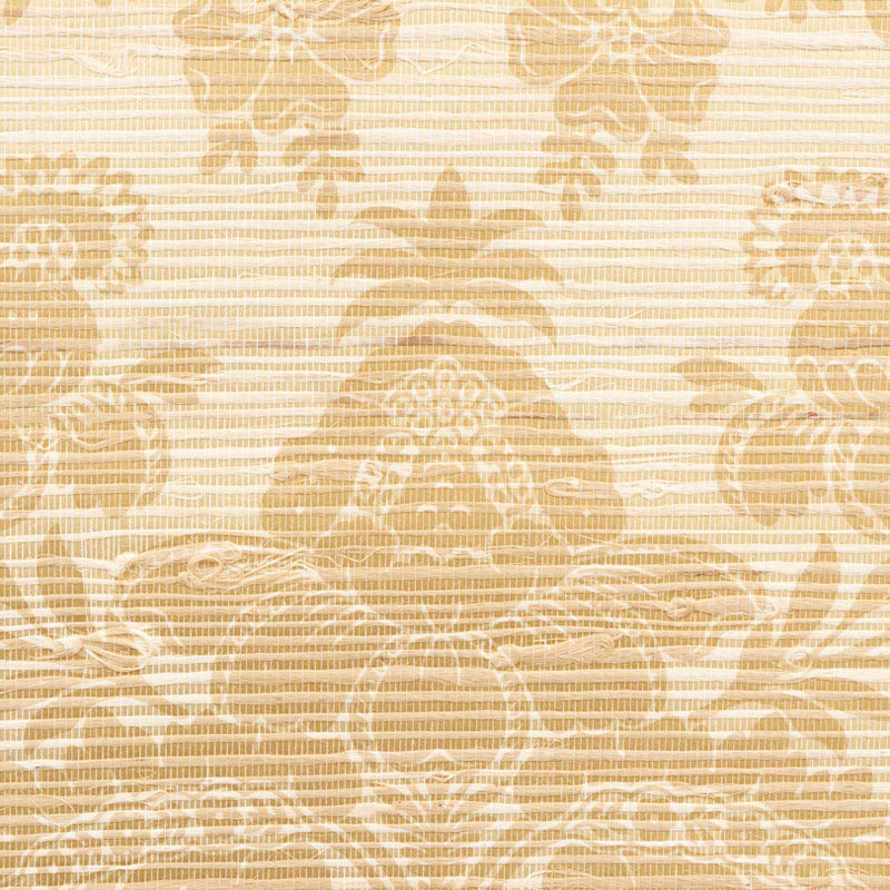 Schumacher Simone Damask Grasscloth Gold Wallpaper 5010121