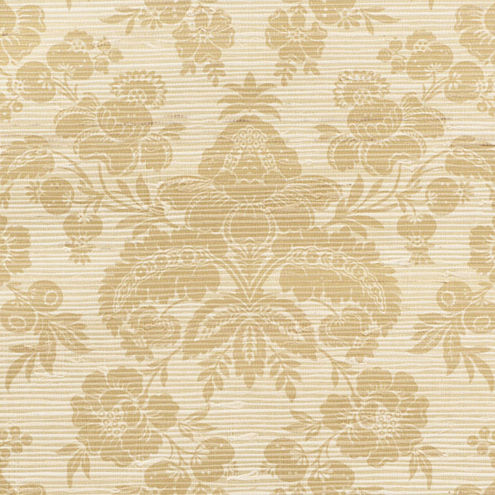 Schumacher Simone Damask Grasscloth Gold Wallpaper 5010121