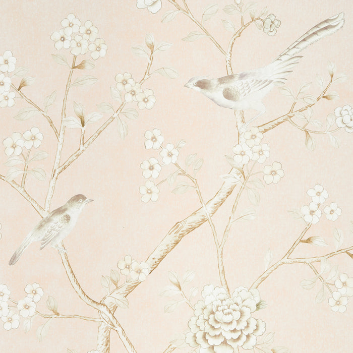 Schumacher Chinois Palais Vinyl Panel Blush Wallpaper 5010160