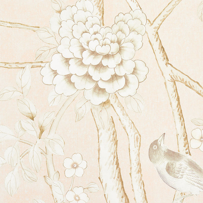 Schumacher Chinois Palais Vinyl Panel Blush Wallpaper 5010160