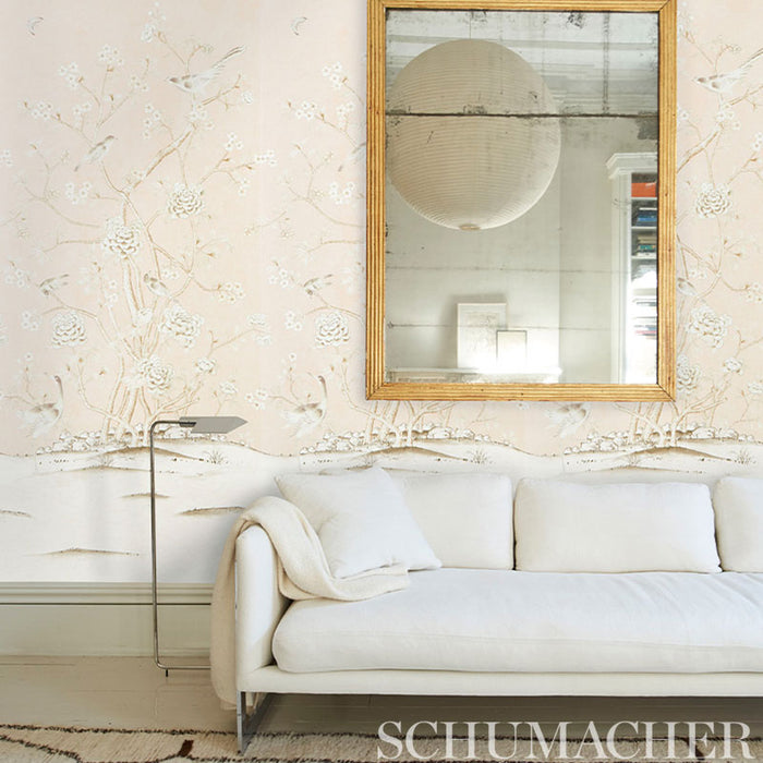 Schumacher Chinois Palais Vinyl Panel Stone Wallpaper 5010161