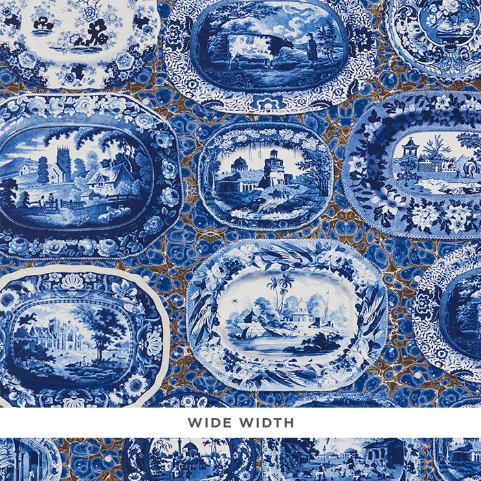 Schumacher Plates & Platters Blue Wallpaper 5010410