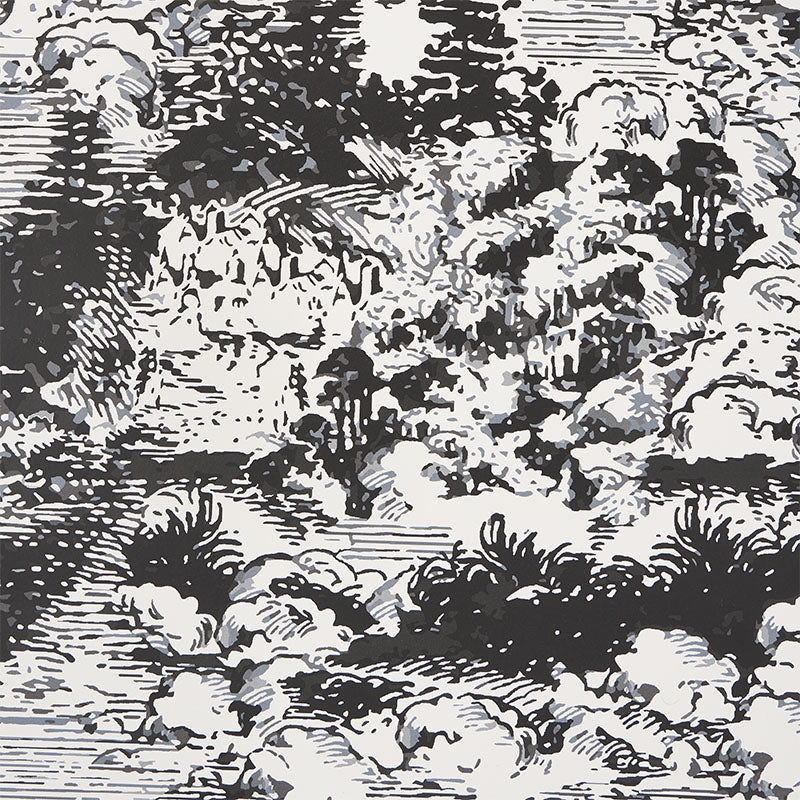 Schumacher Modern Toile Black Wallpaper 5010420