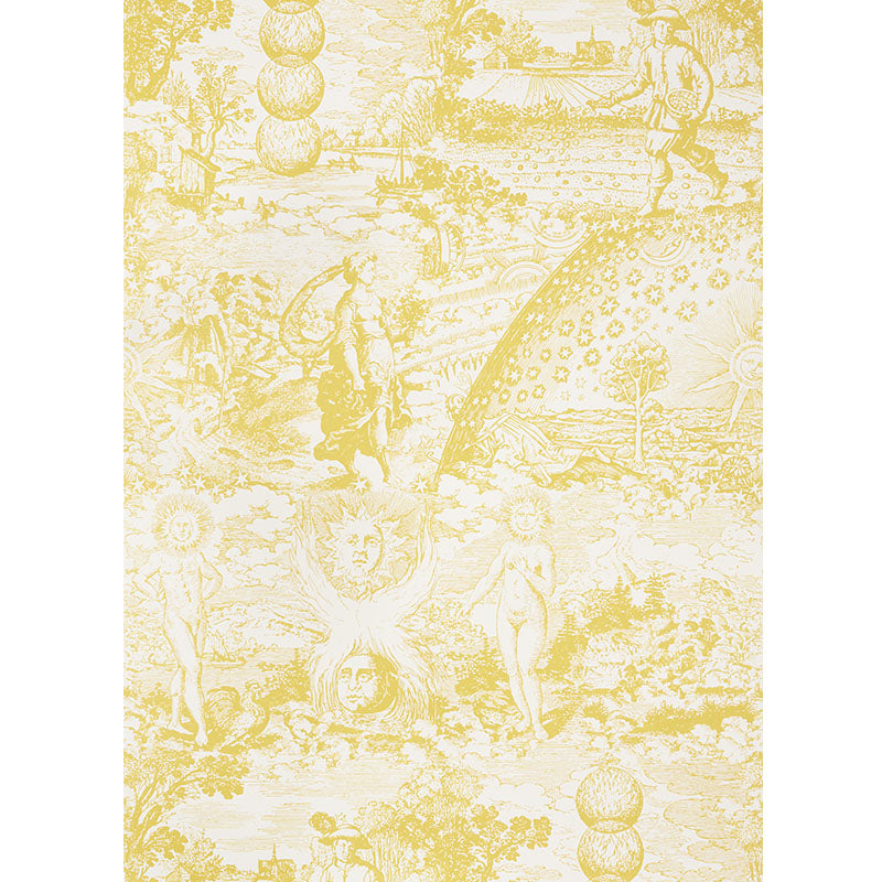 Schumacher Modern Toile Yellow Wallpaper 5010422