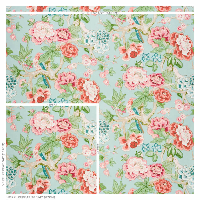 Schumacher Bermuda Blossoms Aqua Wallpaper 5010520