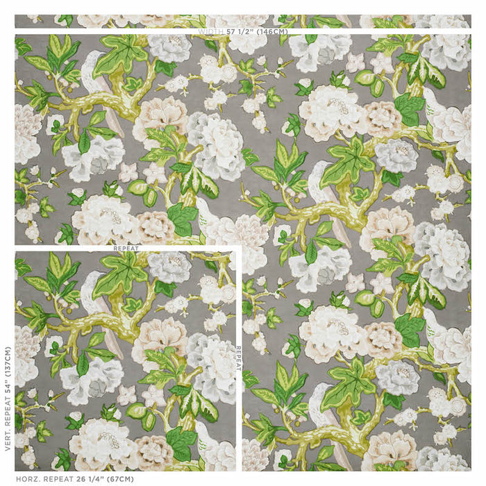 Schumacher Bermuda Blossoms Slate Wallpaper 5010521