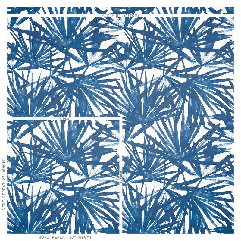 Schumacher Sunlit Palm Blue Wallpaper 5010562