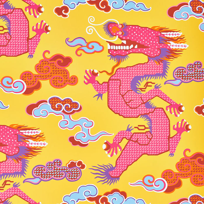 Schumacher Magical Ming Dragon Yellow Wallpaper 5010601