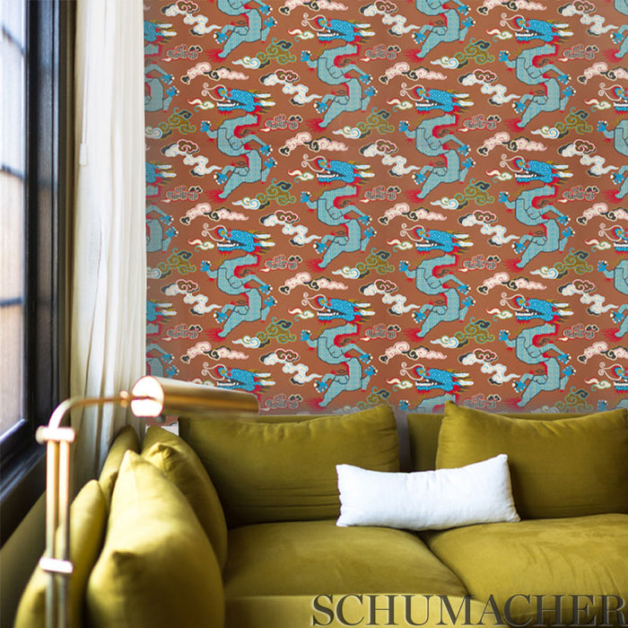 Schumacher Magical Ming Dragon Brown Wallpaper 5010602