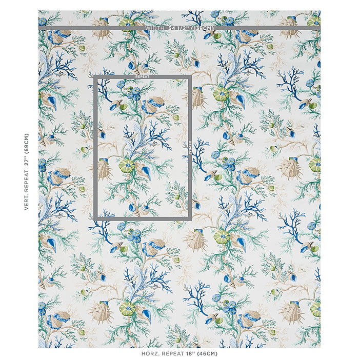 Schumacher Del Tesoro Blue & Green Wallpaper 5010650