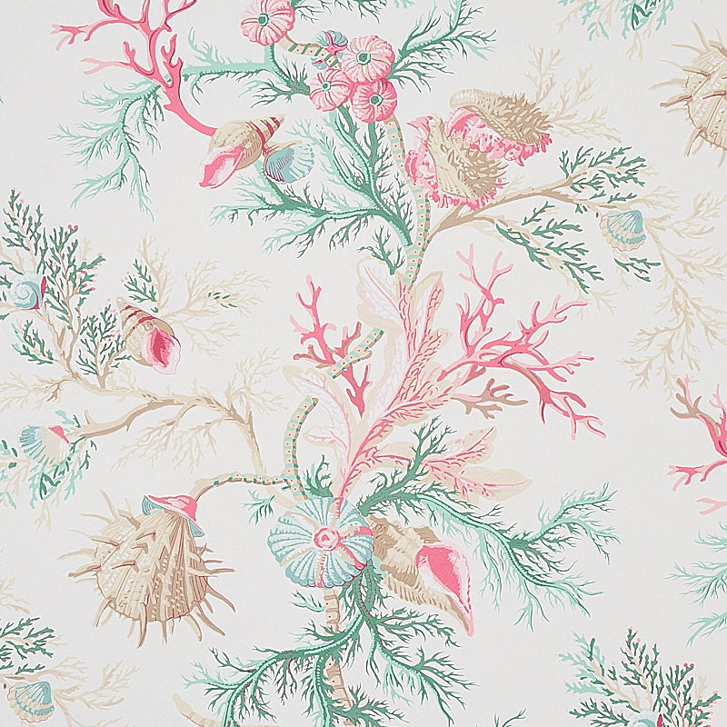 Schumacher Del Tesoro Pink & Aqua Wallpaper 5010651