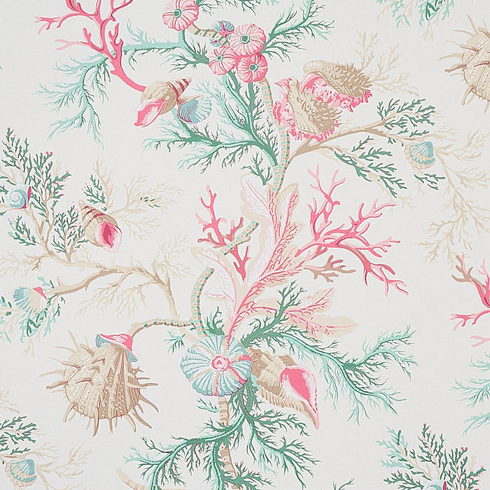 Schumacher Del Tesoro Pink & Aqua Wallpaper 5010651