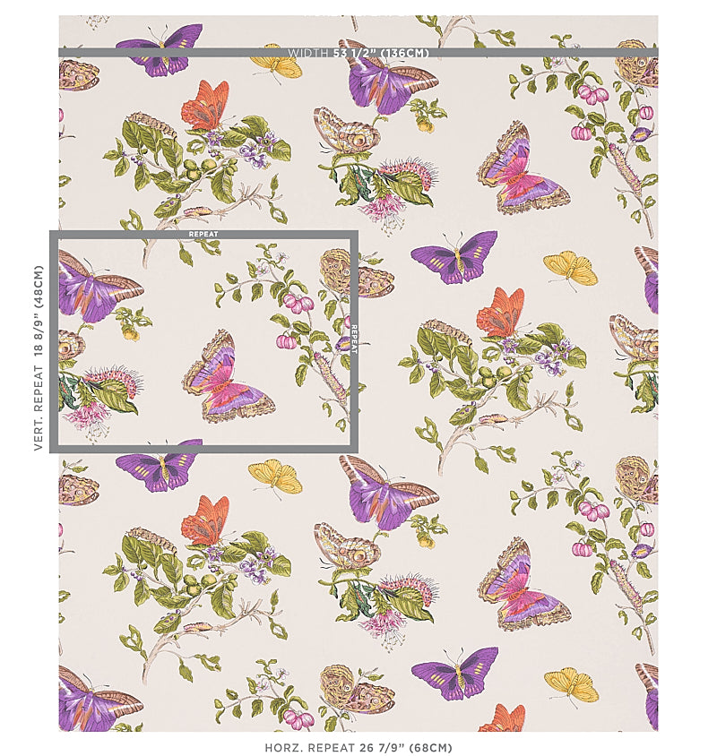 Schumacher Baudin Butterfly Purple Wallpaper 5010692