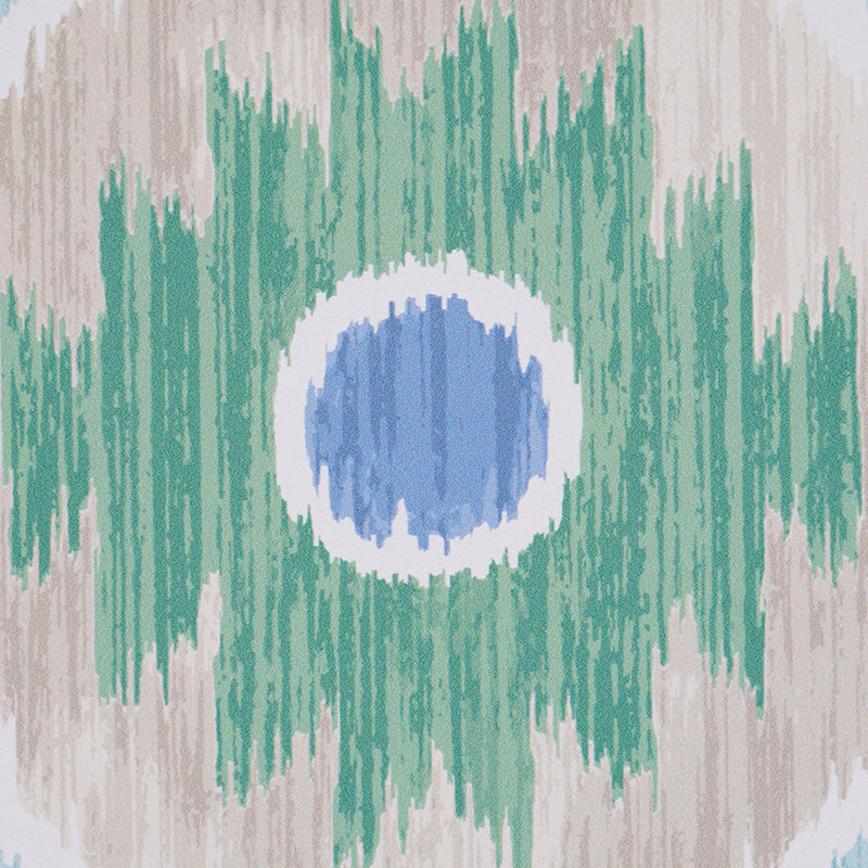 Schumacher Elizia Ikat Green & Blue Wallpaper 5010710