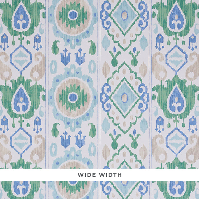 Schumacher Elizia Ikat Green & Blue Wallpaper 5010710