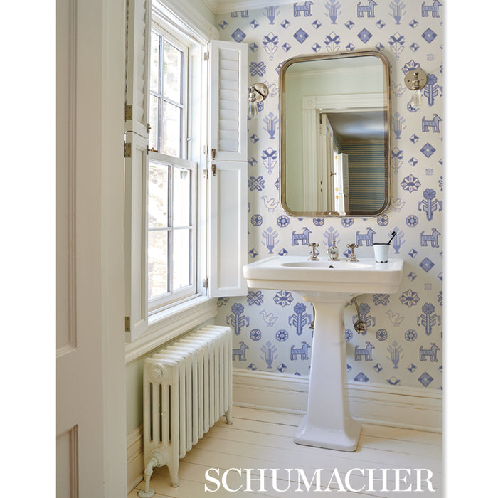 Schumacher Chuska Warp Print Blue Wallpaper 5010870