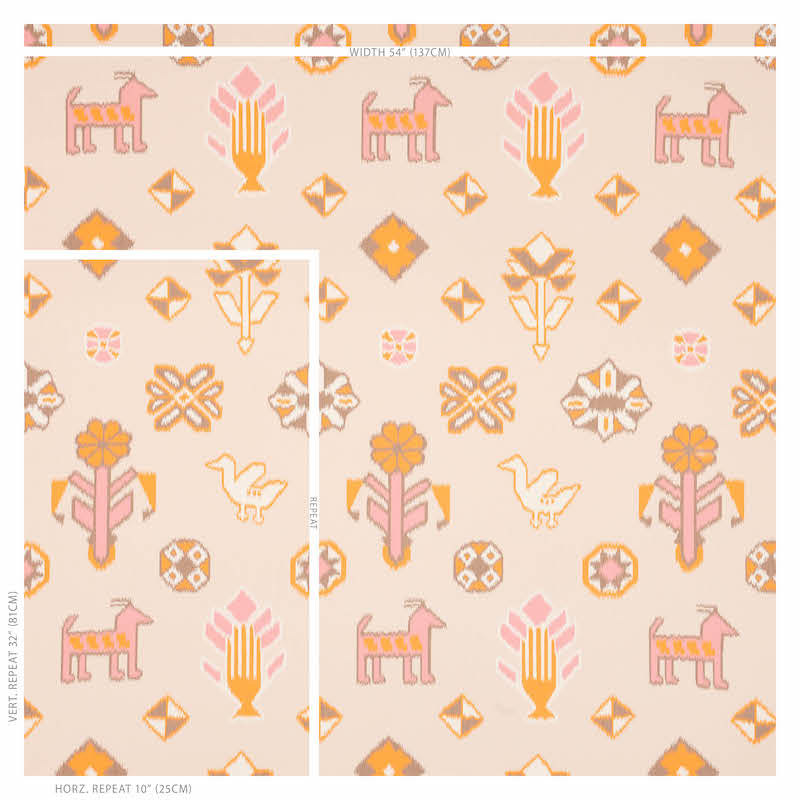 Schumacher Chuska Warp Print Pink & Orange Wallpaper 5010871