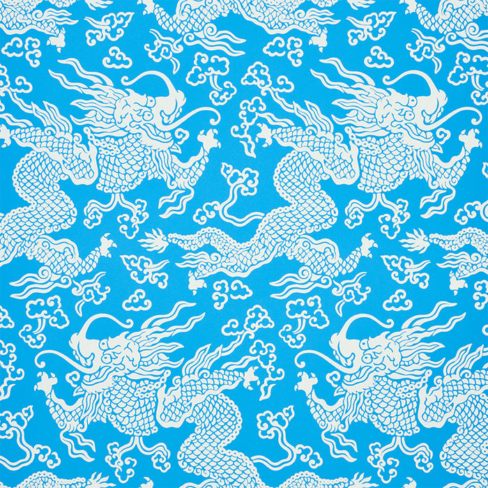 Schumacher Ruan Dragon Damask Blue Wallpaper 5010881