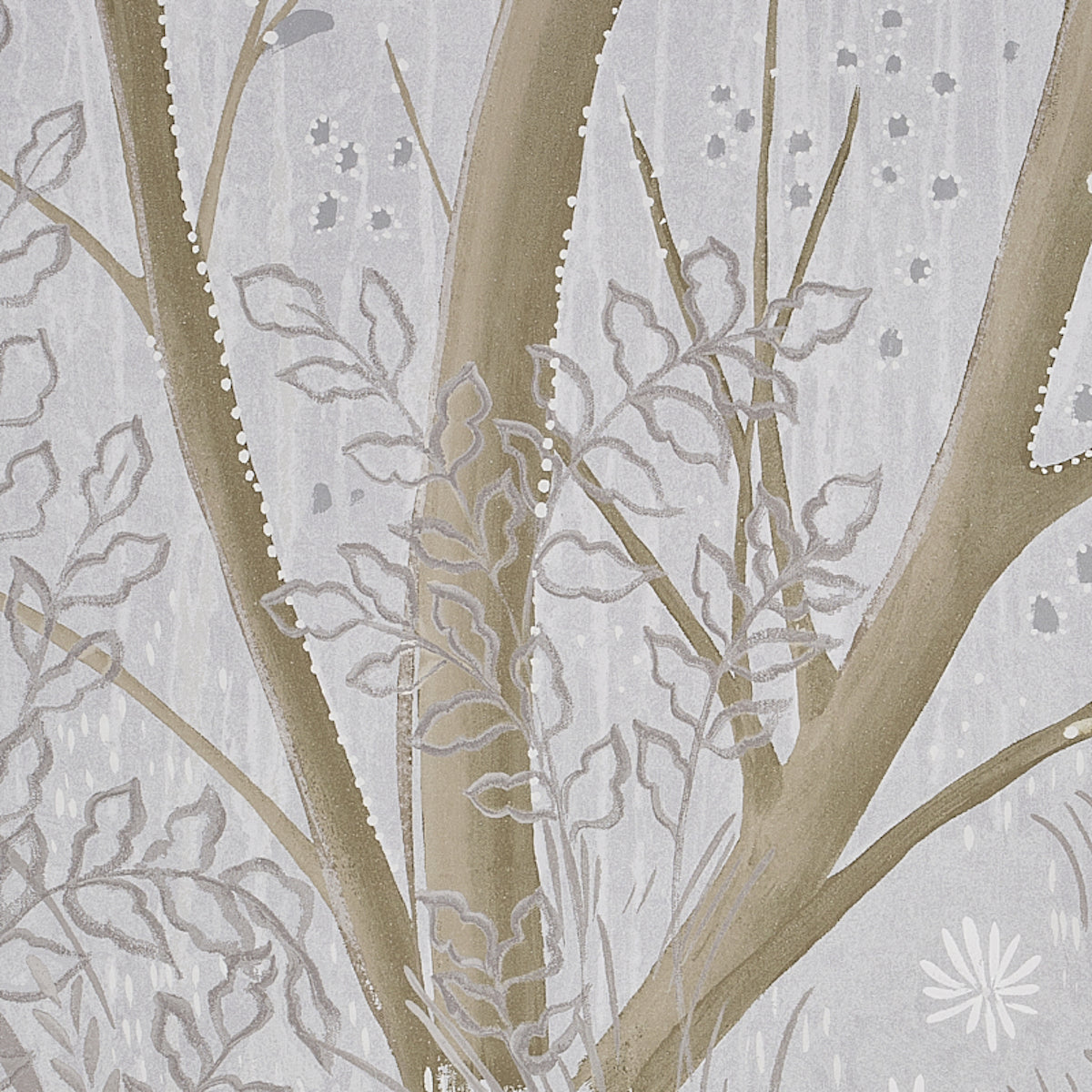 Schumacher Brindille Gold Accented Panel Dove Wallpaper 5010920