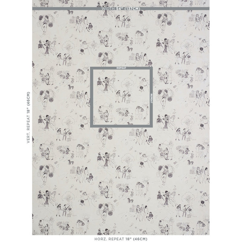 Schumacher Toile De Femmes Parchment Wallpaper 5011080