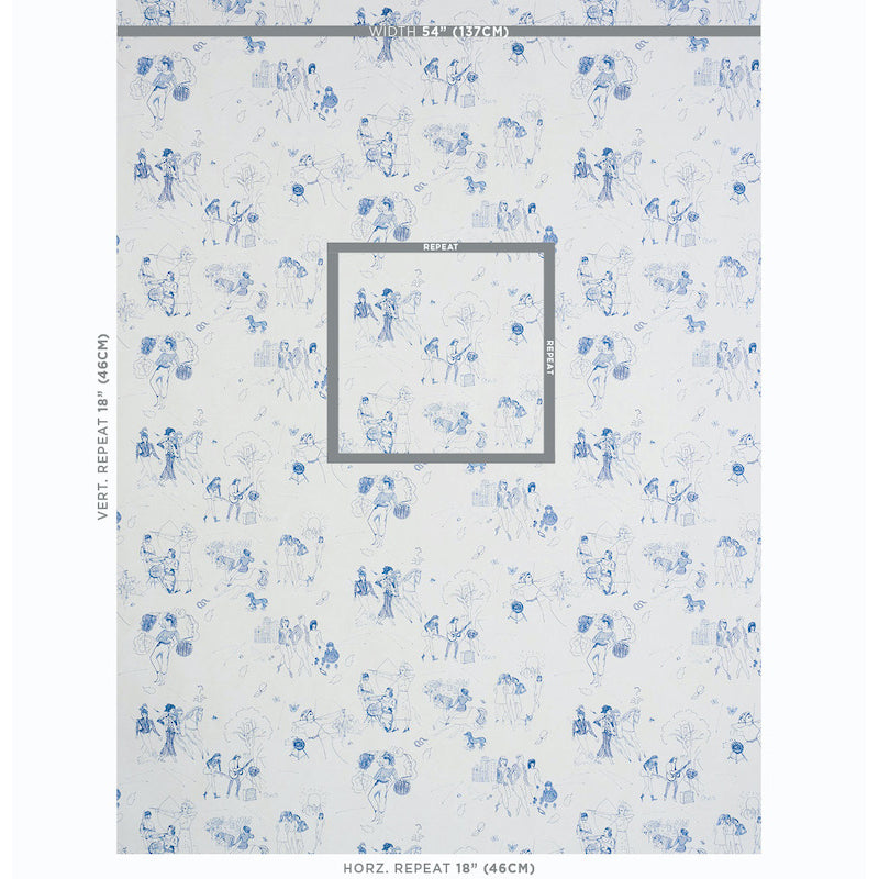 Schumacher Toile De Femmes Indigo Wallpaper 5011081