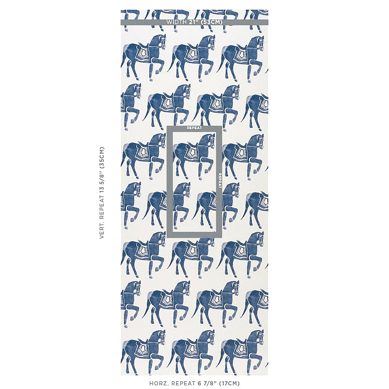 Schumacher Marwari Horse Navy Wallpaper 5011130