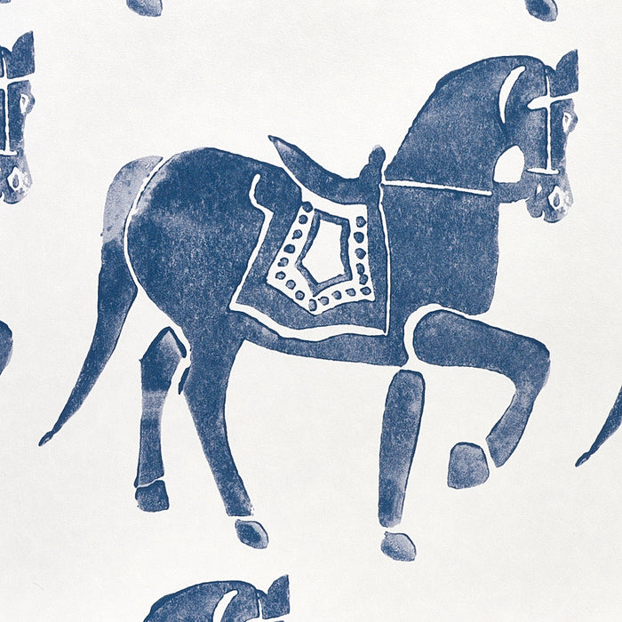 Schumacher Marwari Horse Navy Wallpaper 5011130