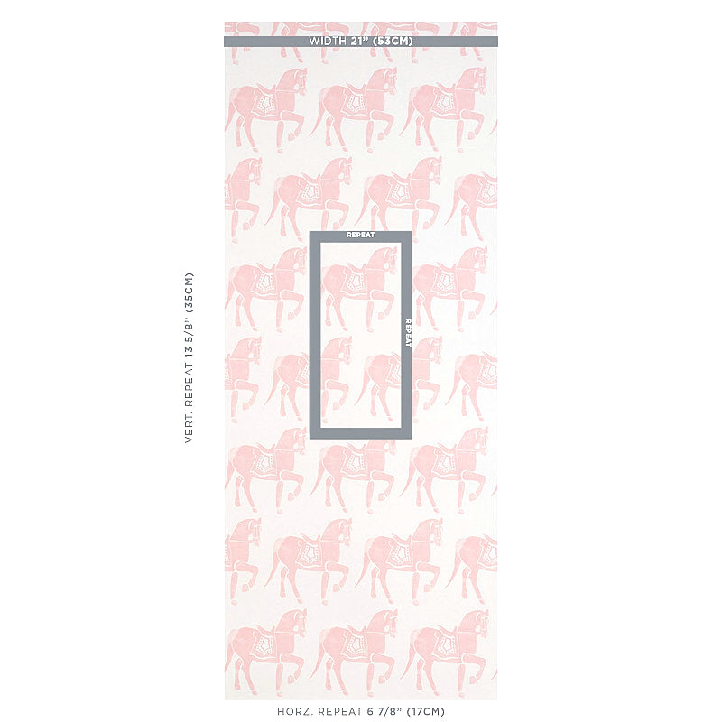 Schumacher Marwari Horse Pink Wallpaper 5011132